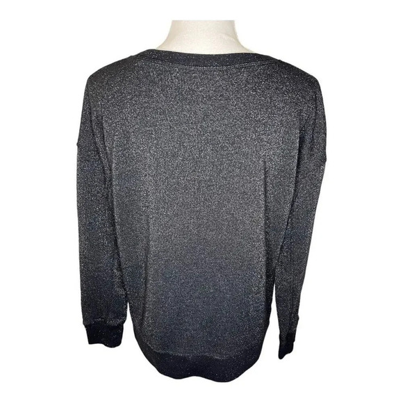 American Eagle Women's Medium Black Glittery Crewneck Sweatshirt - Picture 3 of 5